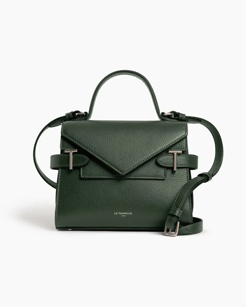 Le Tanneur Kleine Handtasche Emilie aus genarbtem Leder mit Doppelklappe Grün