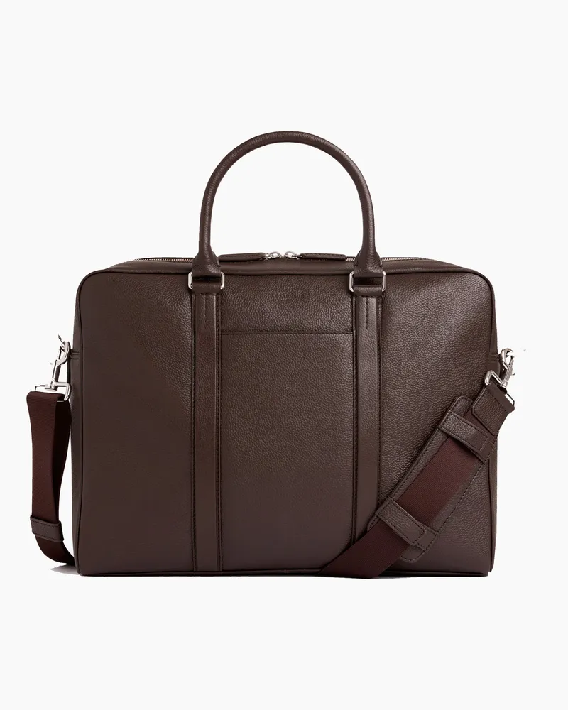 Le Tanneur Aktentasche Charles 15 Zoll aus genarbtem Leder mit 1 Faltfach Brown