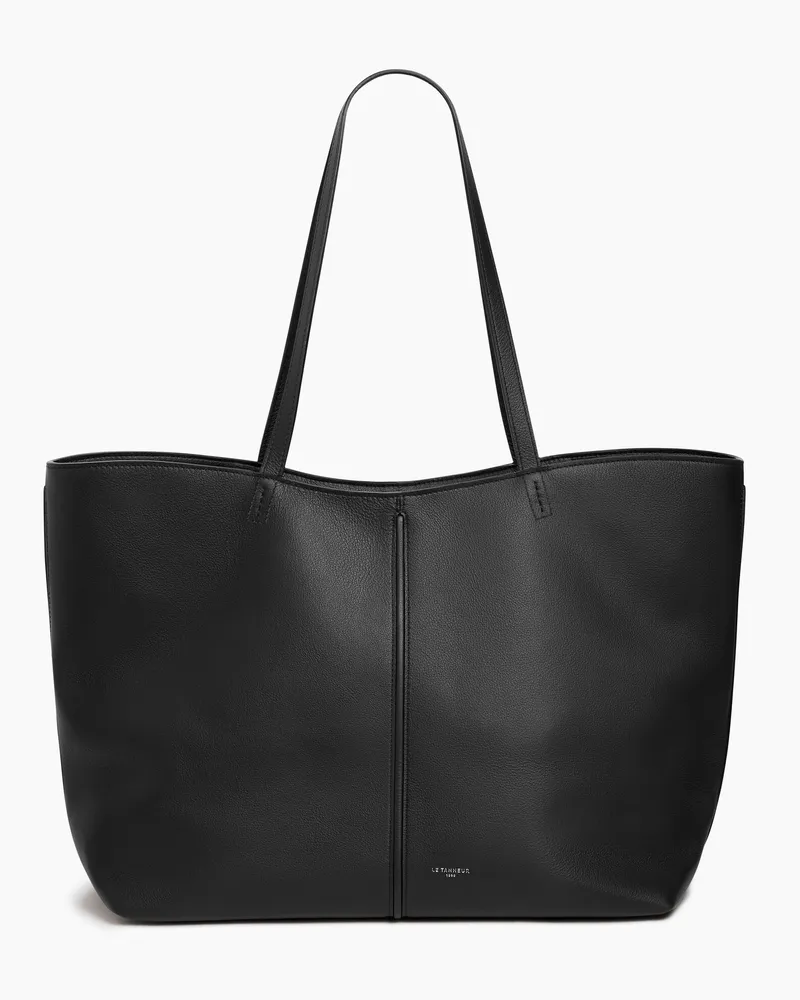 Le Tanneur Große Cabas-Tasche Hortense aus doppelseitig genarbtem Leder Schwarz