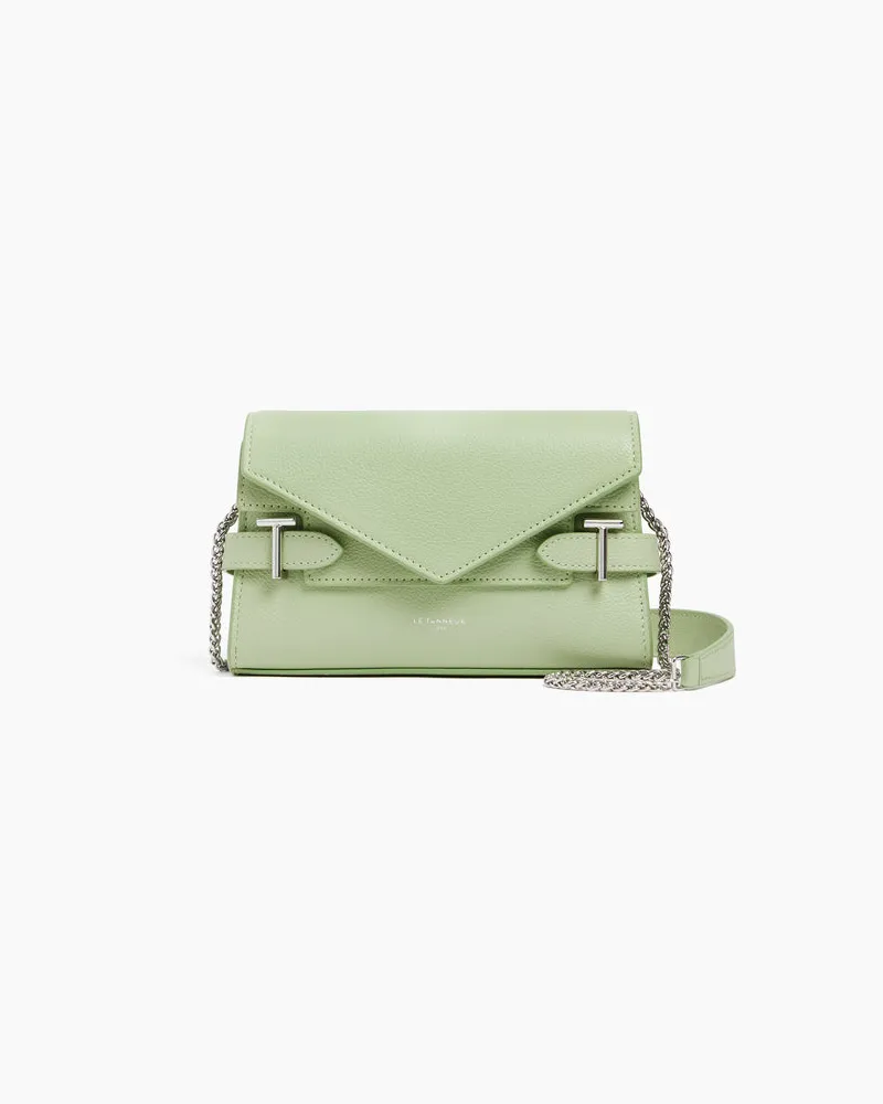 Le Tanneur Emilie Clutch aus genarbtem Leder mit doppelter Überschlag-Schulterriemen Green
