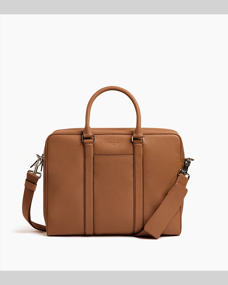 Le Tanneur 15" Charles Aktentasche aus genarbtem Leder mittleres Modell Brown