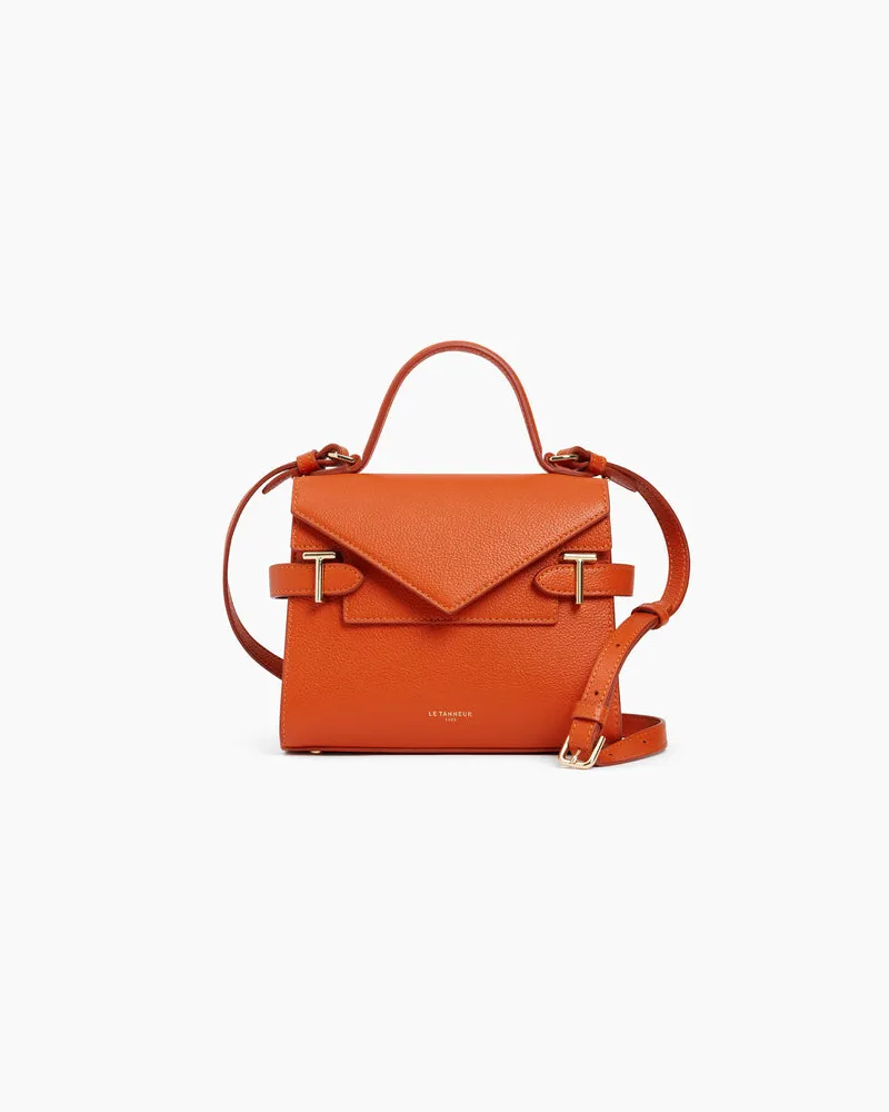 Le Tanneur Kleine Handtasche Emilie aus genarbtem Leder mit Doppelklappe Orange