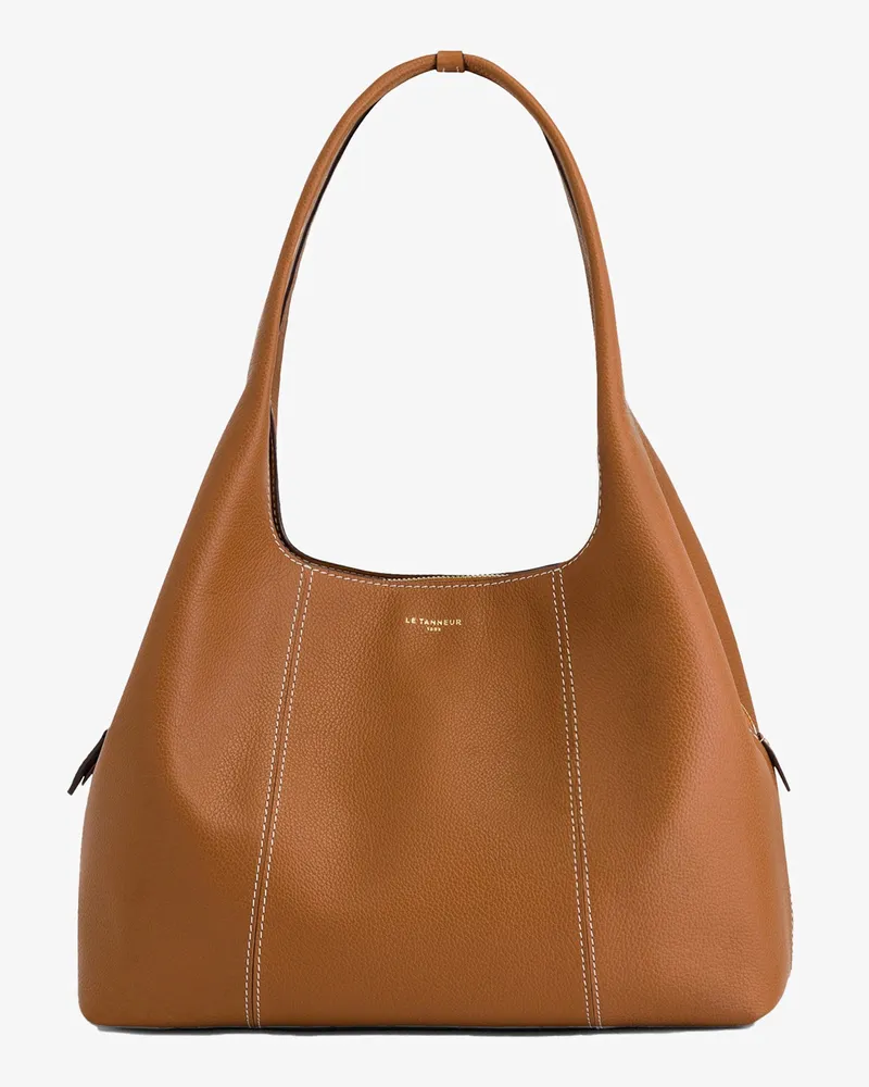 Le Tanneur Mittelgroße Schultertasche Modell Juliette aus genarbtem Leder Brown