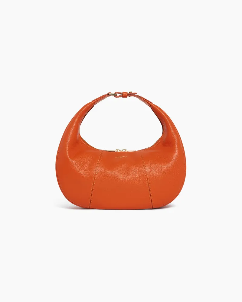 Le Tanneur Kleine Hobo-Tasche Juliette aus genarbtem Leder Orange