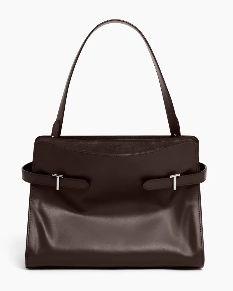 Le Tanneur Große Handtasche Emie aus Glatt- und Nubukleder Braun