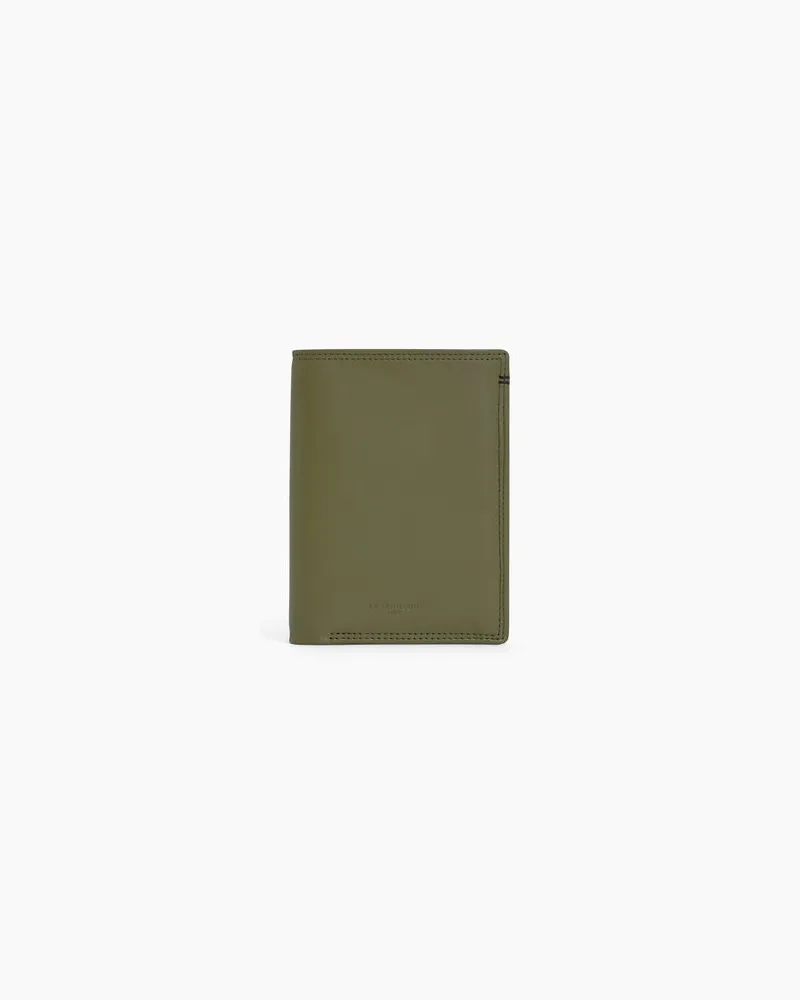 Le Tanneur Mittelgroße Faltgeldbörse Martin mit Reißverschluss Hochformat Glattleder Green
