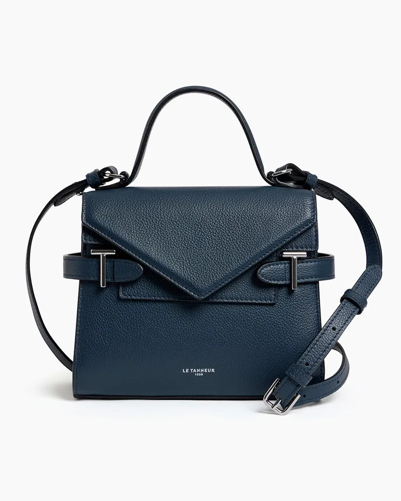 Le Tanneur Kleine Handtasche Emilie aus genarbtem Leder mit Doppelklappe Blue