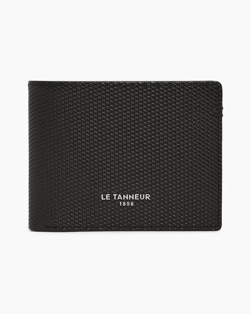 Le Tanneur Brieftasche im Querformat mit Reißverschluss Lucien aus Leder mit T-Signatur Schwarz