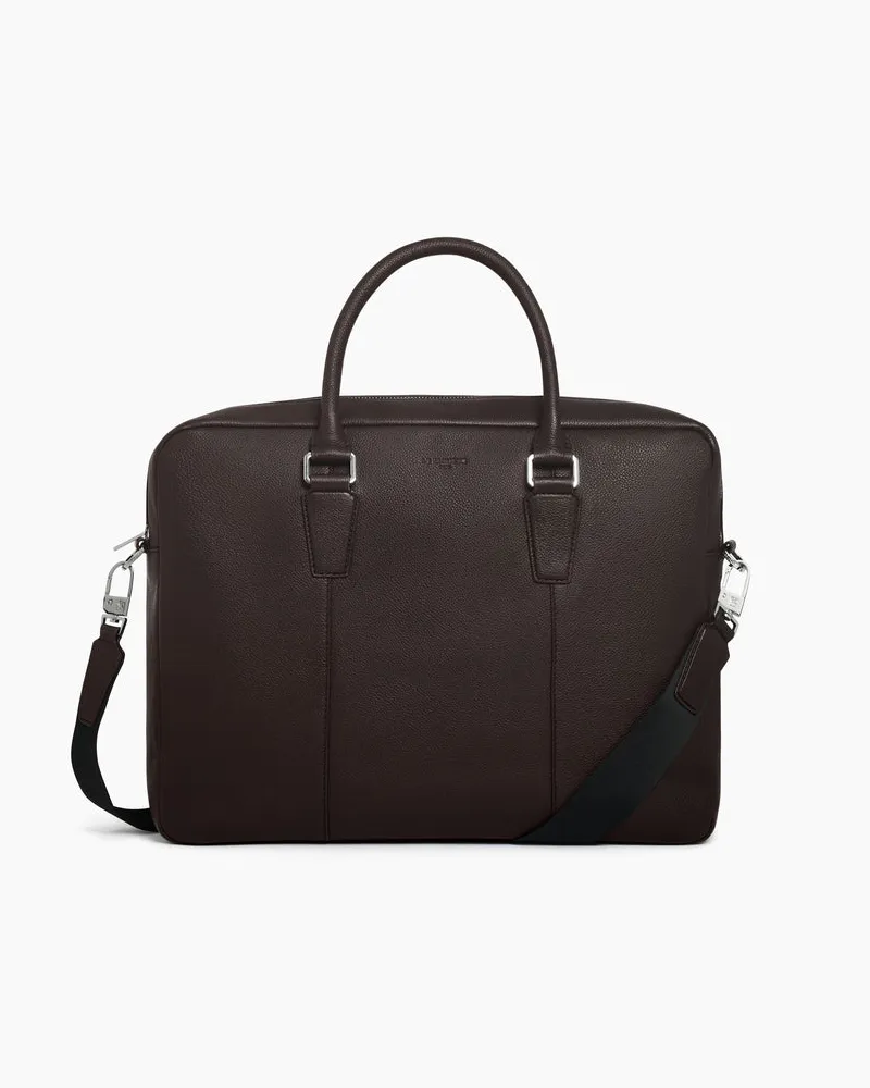 Le Tanneur Aktentasche Marceau 15-Zoll aus genarbtem Leder Brown