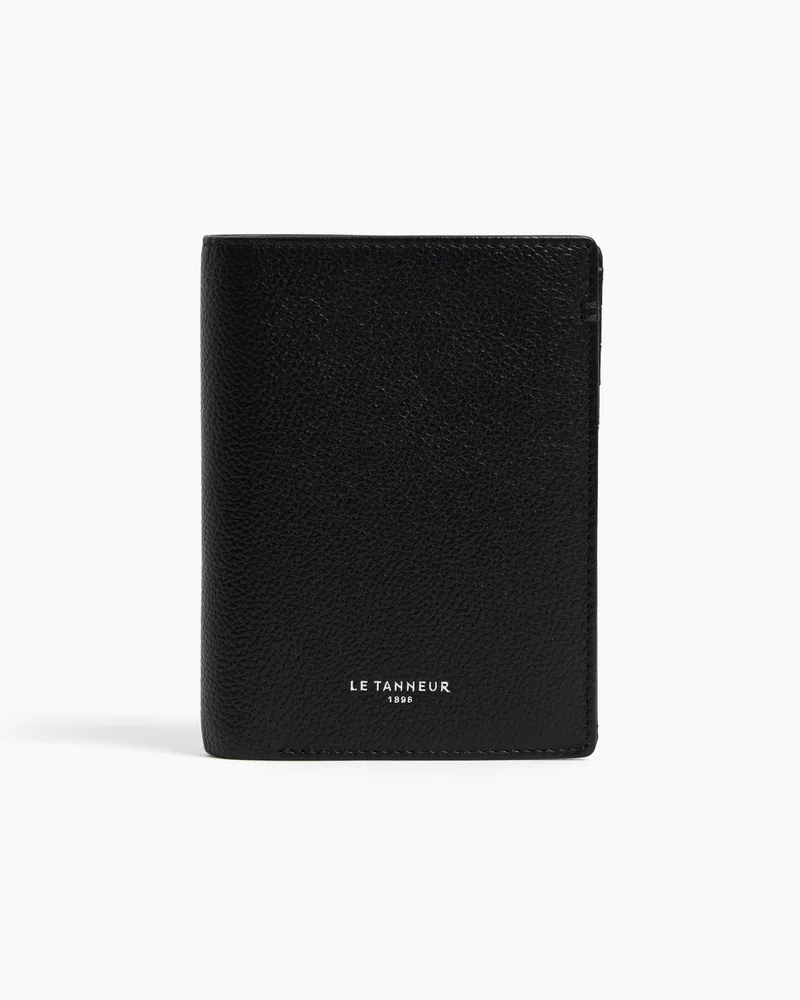 Le Tanneur Kleine Bifold-Brieftasche im Hochformat mit Reißverschluss Lucien aus genarbtem Leder Schwarz