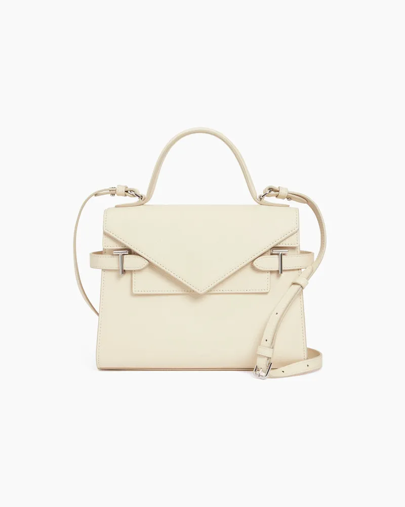 Le Tanneur Mittelgroße Handtasche Emilie aus genarbtem Leder mit Doppelklappe White