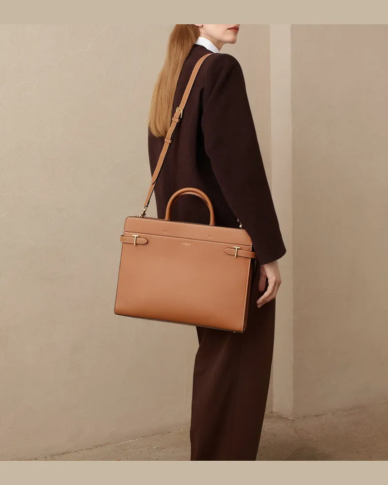 Le Tanneur Aktentasche Emilie 15 Zoll aus genarbtem Leder Brown