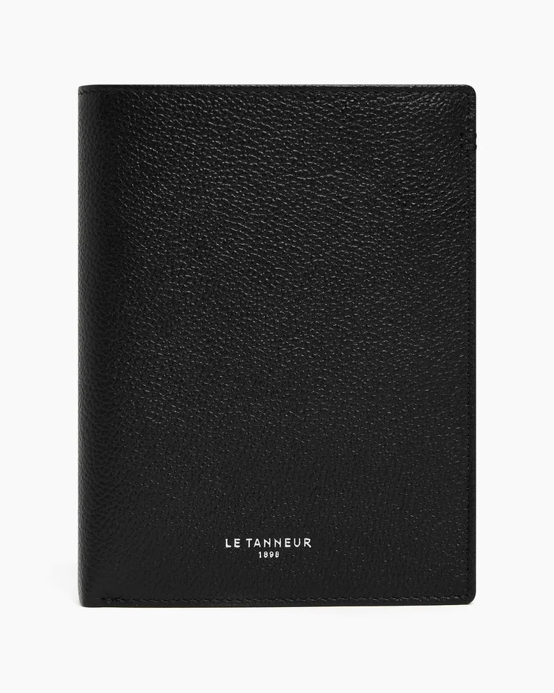 Le Tanneur Große Bifold-Brieftasche mit Reißverschluss Lucien aus genarbtem Leder Schwarz