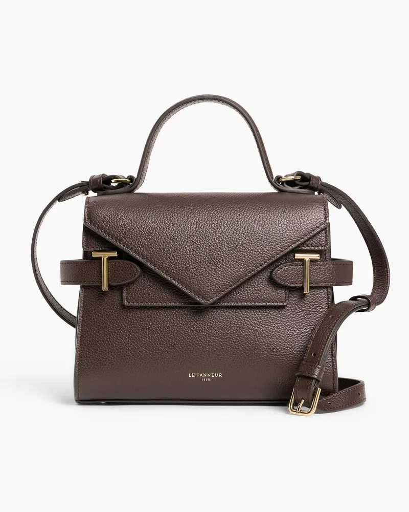 Le Tanneur Kleine Handtasche Emilie aus genarbtem Leder mit Doppelklappe Braun