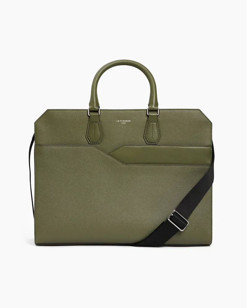 Le Tanneur 15" Dokumentenhalter Gaston aus gekreuztem Narbenleder Green