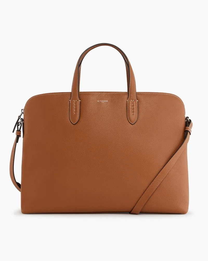 Le Tanneur Aktentasche Sophie 15 Zoll aus genarbtem Leder mit 1 Faltfach Brown