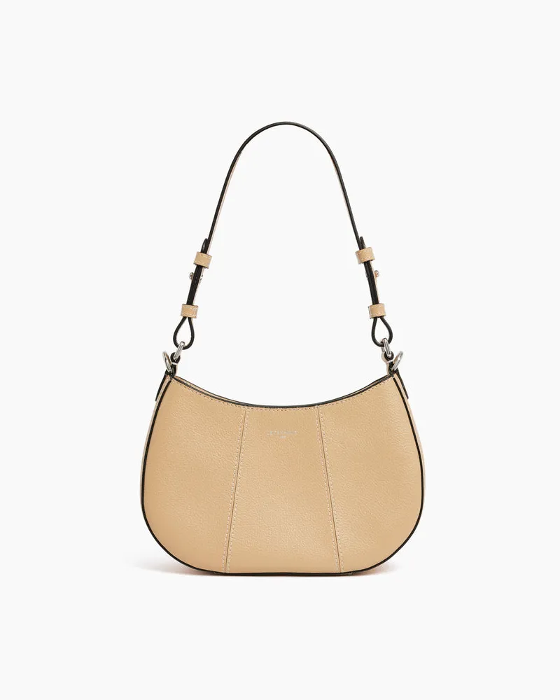 Le Tanneur Kleine Halbmondtasche Juliette aus genarbtem Leder Beige