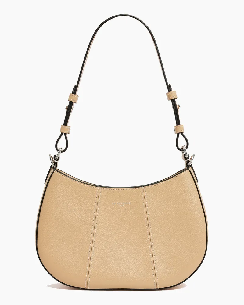 Le Tanneur Kleine Halbmondtasche Juliette aus genarbtem Leder Beige