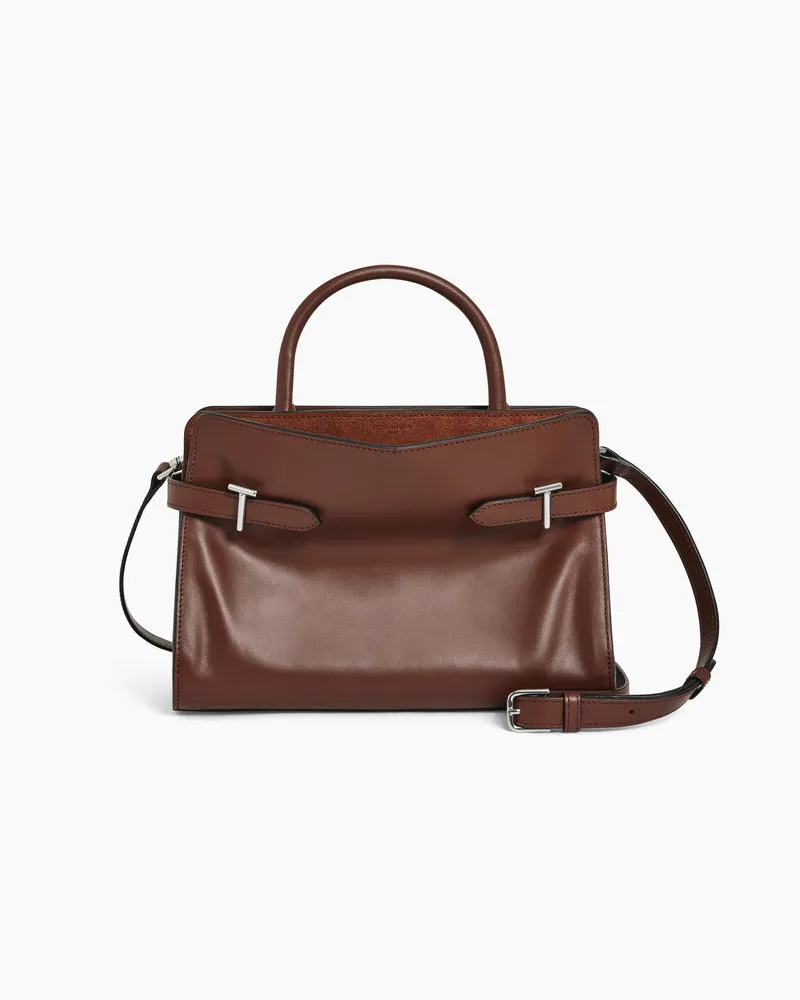 Le Tanneur Mittelgroße Handtasche Emie aus Glatt- und Nubukleder Brown