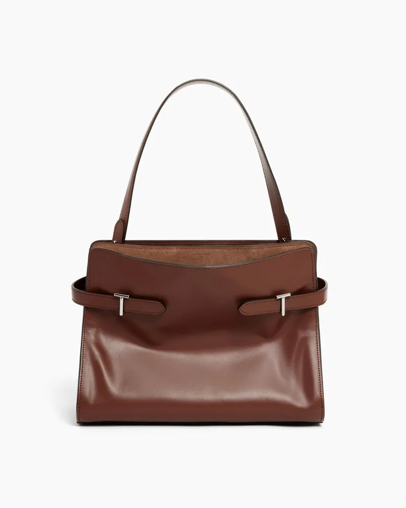Le Tanneur Große Handtasche Emie aus Glatt- und Nubukleder Brown