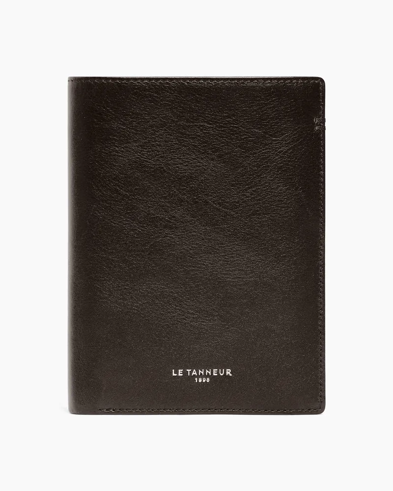 Le Tanneur Große Bifold-Brieftasche im Hochformat mit Reißverschluss Lucien aus geöltem Leder Brauner