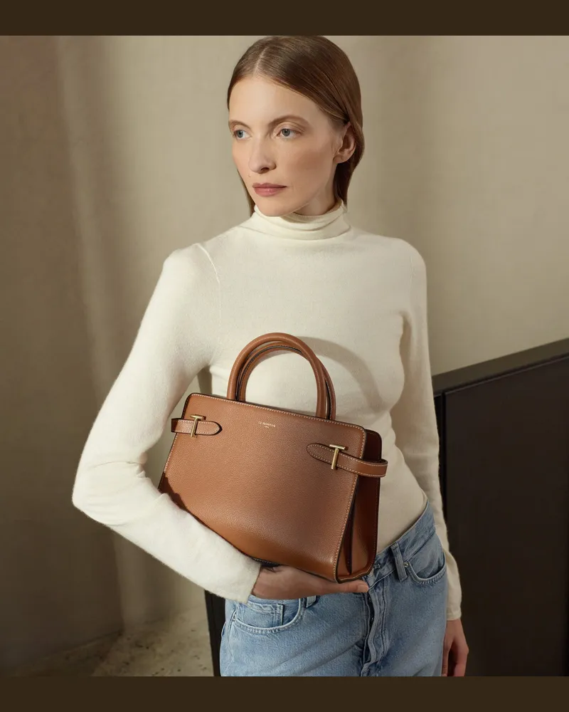 Le Tanneur Mittelgroße Handtasche Emilie aus genarbtem Leder Brown