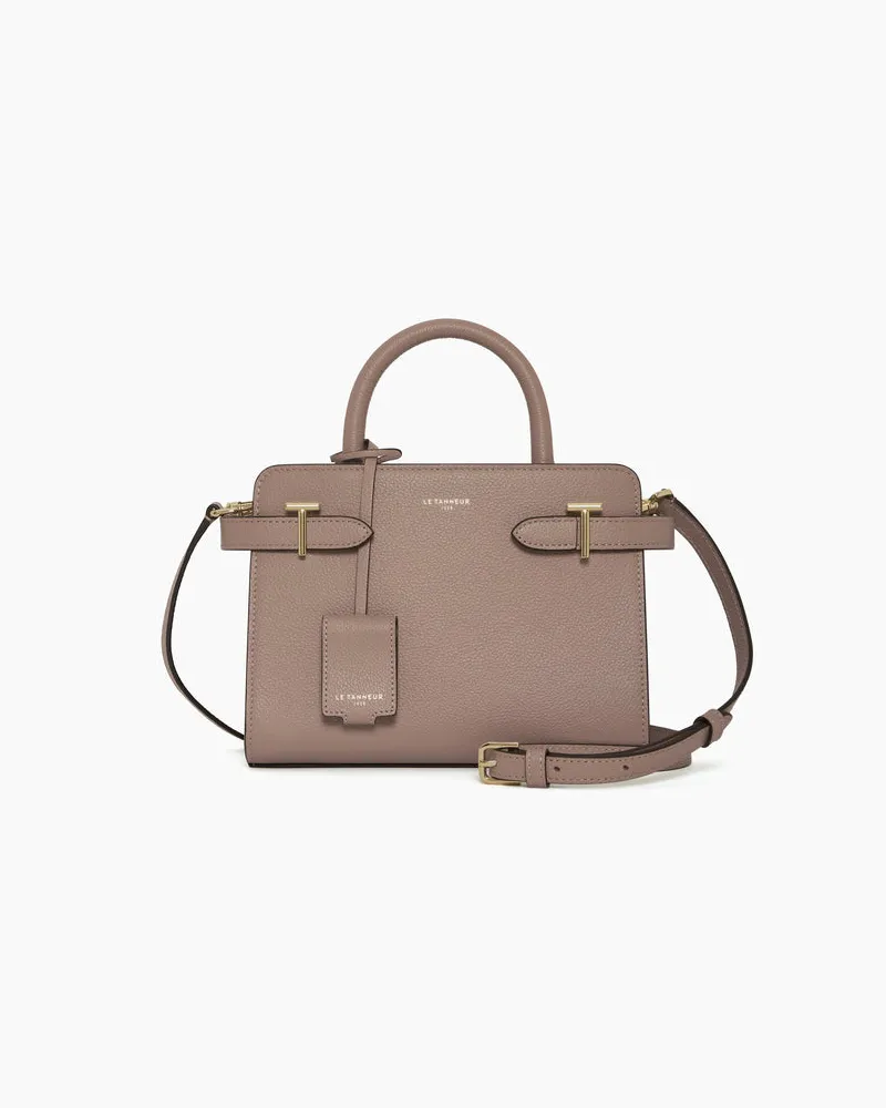 Le Tanneur Kleine Handtasche Emilie aus genarbtem Leder mit Trageriemen Gray