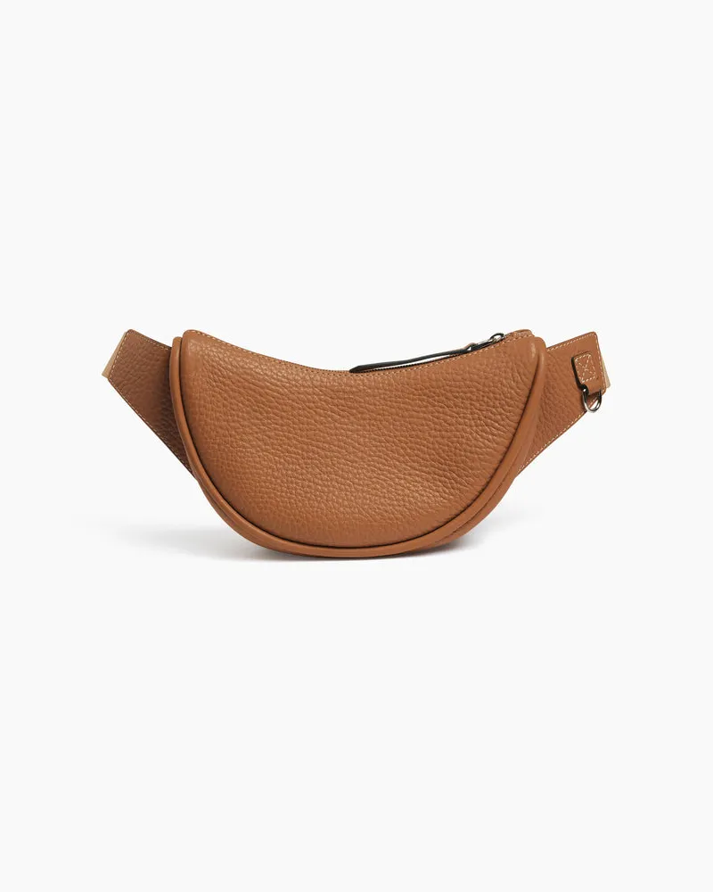 Le Tanneur Gürteltasche Noah aus genarbtem Büffelleder und Glattleder Brown