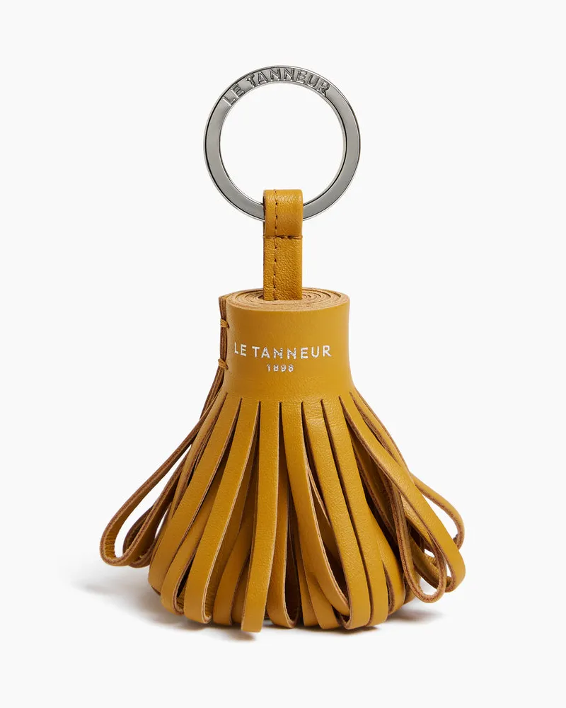 Le Tanneur Schlüsselanhänger mit Pompons aus glattem Leder Yellow