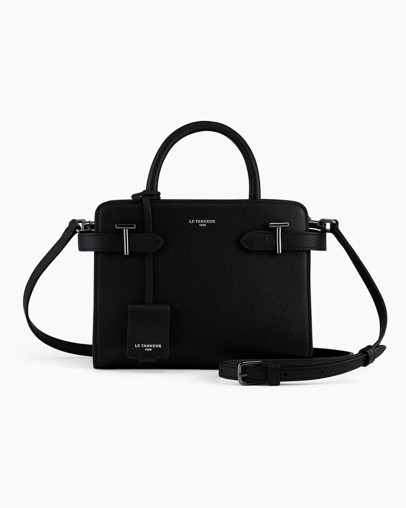 Le Tanneur Kleine Handtasche Emilie aus genarbtem Leder mit Trageriemen Black