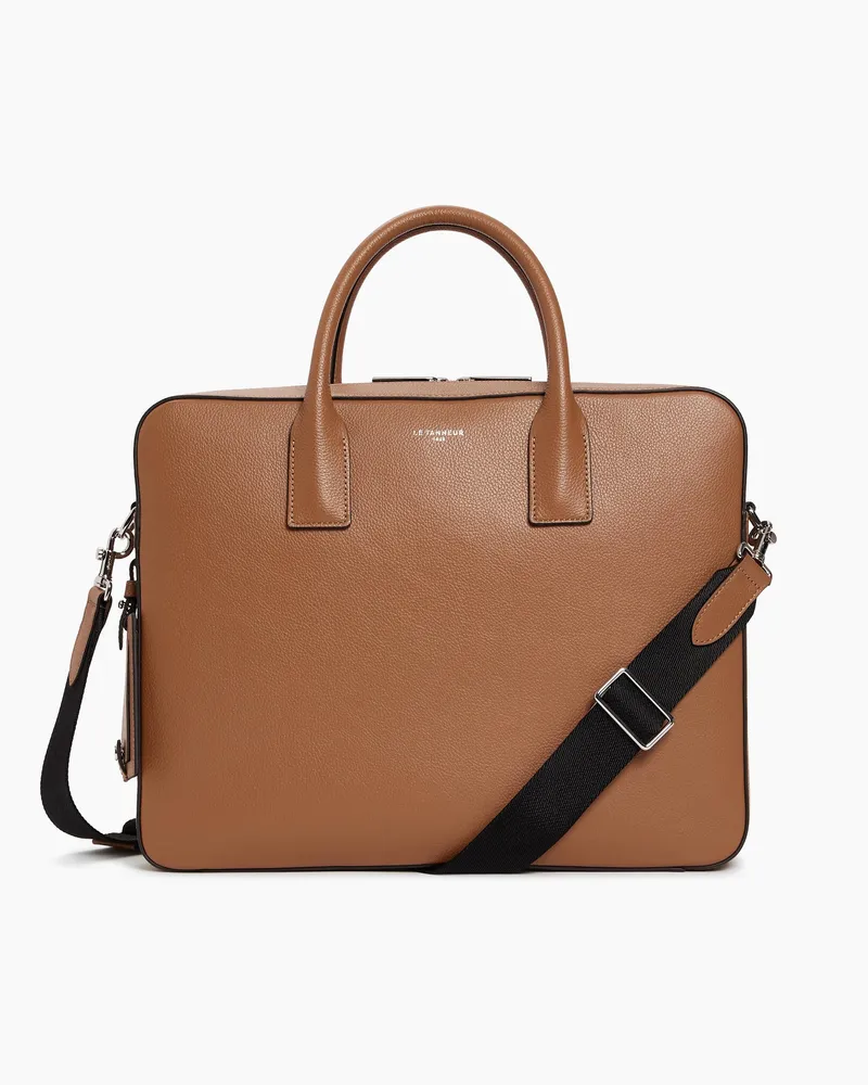 Le Tanneur 14"-Dokumententasche Emile aus genarbtem Leder Tan