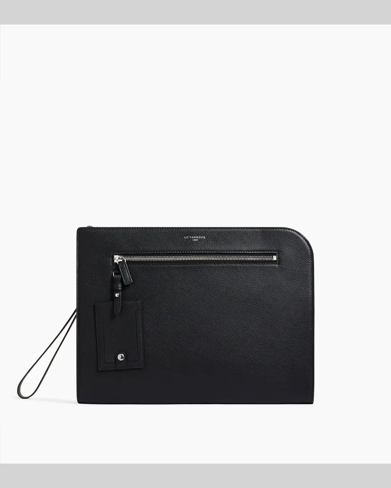 Le Tanneur A4-Unterarmtasche Emile aus genarbtem Leder Black
