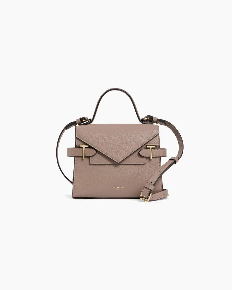 Le Tanneur Kleine Handtasche Emilie aus genarbtem Leder mit Doppelklappe Gray