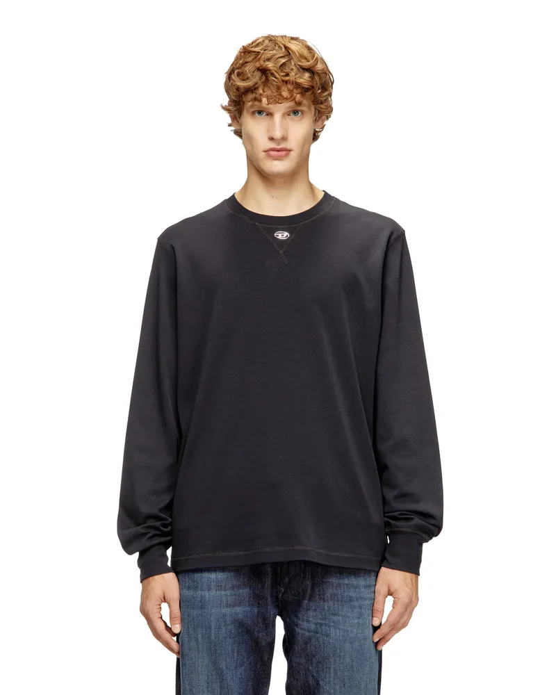 Diesel Baumwoll-Langarmshirt mit Oval D - T-Shirts - Herren - Grau Grau
