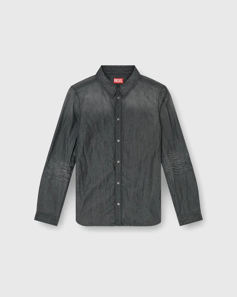 Diesel Hemd aus geknittertem Denim - Denimhemden - Herren - Grau Grau