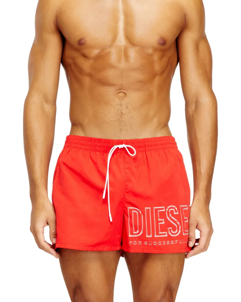 Diesel Mittellange Badeshorts mit Umriss-Logo - Badeshorts - Herren - Rot Rot