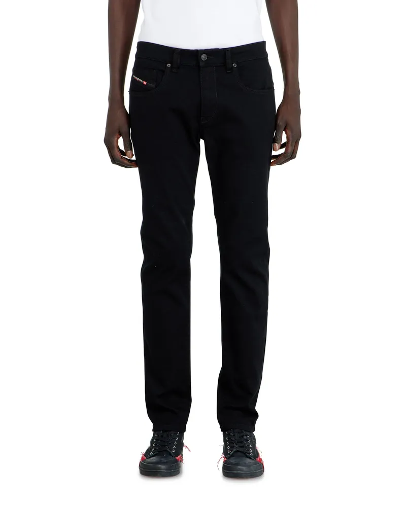 Diesel Slim Jeans Regular Waist 2019 D-Strukt, Schwarz/Dunkelgrau, Reißverschluss Schwarz