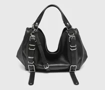 D-One-Medium Henkeltasche aus behandeltem Leder - Handtaschen - Unisex - Schwarz