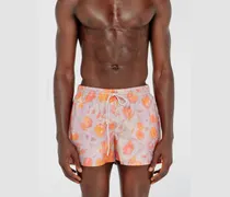 Metallische Badeshorts mit Blumenmuster - Badeshorts - Herren - Violett