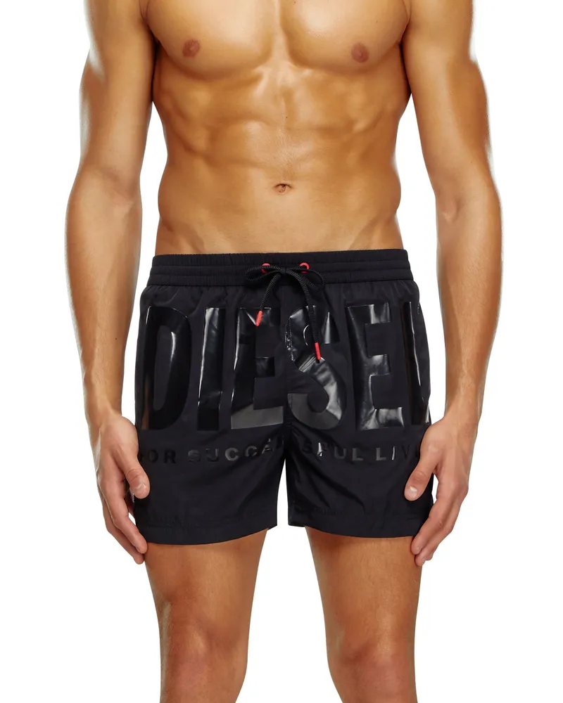 Diesel Mittellange Bade-Shorts mit farbgleichem Logo - Badeshorts - Herren - Schwarz Schwarz