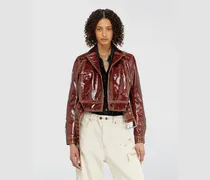 Patent-leather jacket mit großem Gürtel - Lederjacken - Damen - Rot