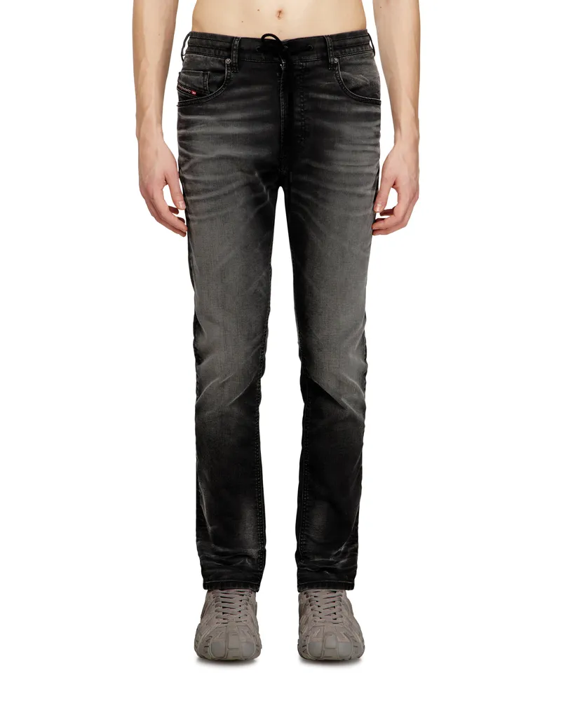Diesel Regular Regular Waist 2032 D-Krooley Joggjeans, Schwarz/Dunkelgrau, Reißverschluss Schwarz