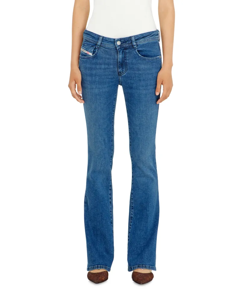 Diesel Bootcut Jeans Low Waist 1969 D-Ebbey, Mittelblau, Reißverschluss Blau