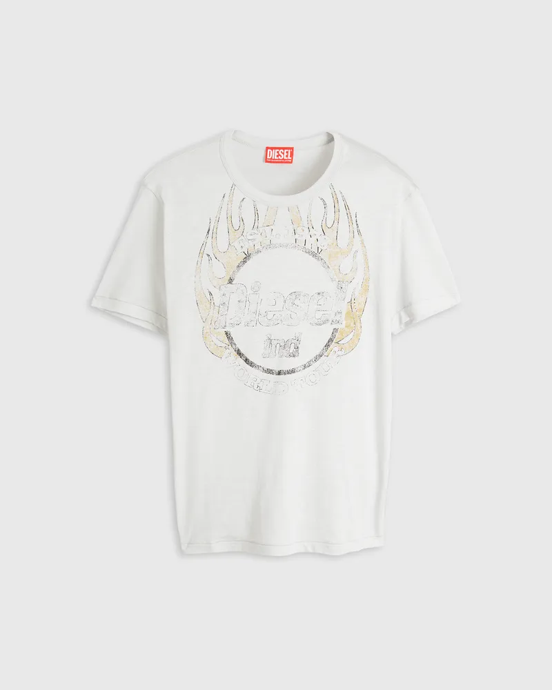 Diesel T-Shirt aus Slub-Jersey mit Crack-Print - T-Shirts - Herren - Weiss Weiss