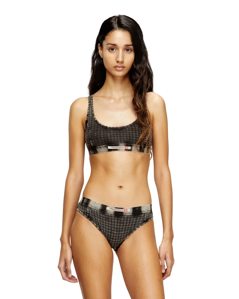 Diesel Baumwoll-Bralette mit Hahnentrittmuster - BHs - Damen - Grau Grau