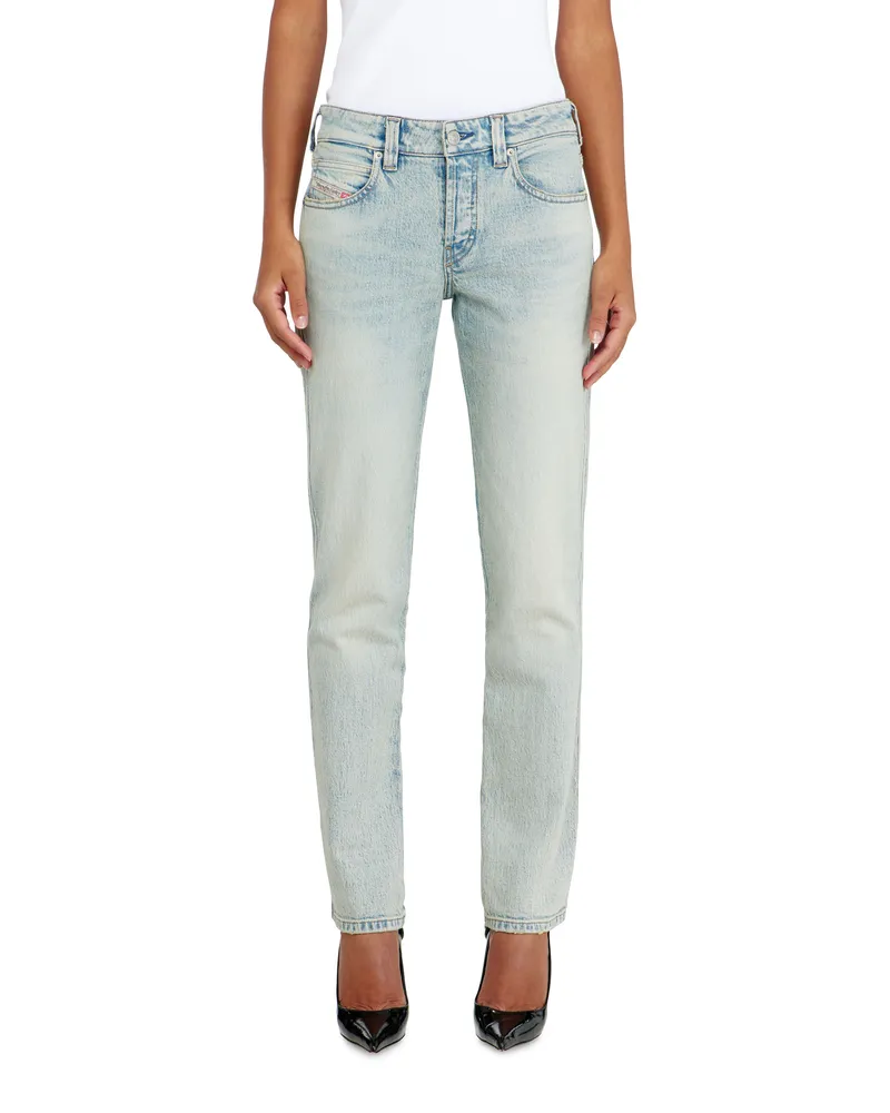 Diesel Slim Jeans Low Waist 1992 D-Jiann, Hellblau, Knopfverschluss Blau