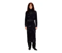 Midikleid aus behandeltem Wollmischgewebe-Strick - Kleider - Damen - Schwarz