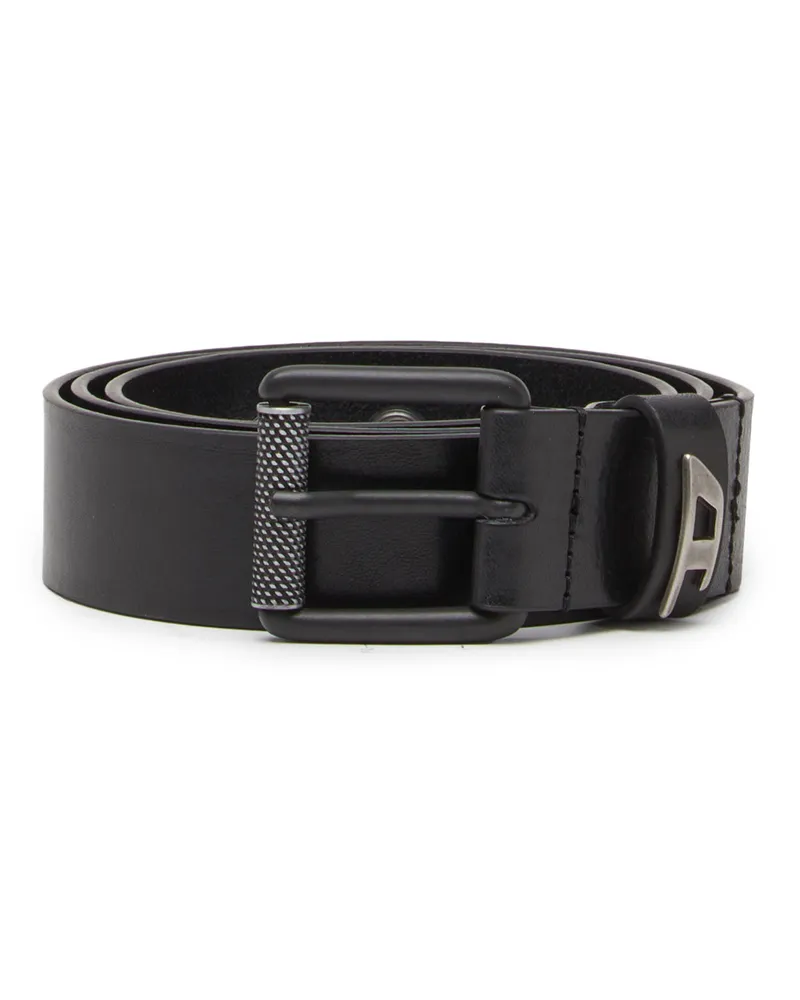 Diesel 3.5cm Gürtel aus glänzendem Leder mit Logo-Schlaufe - Gürtel - Herren - Schwarz Schwarz