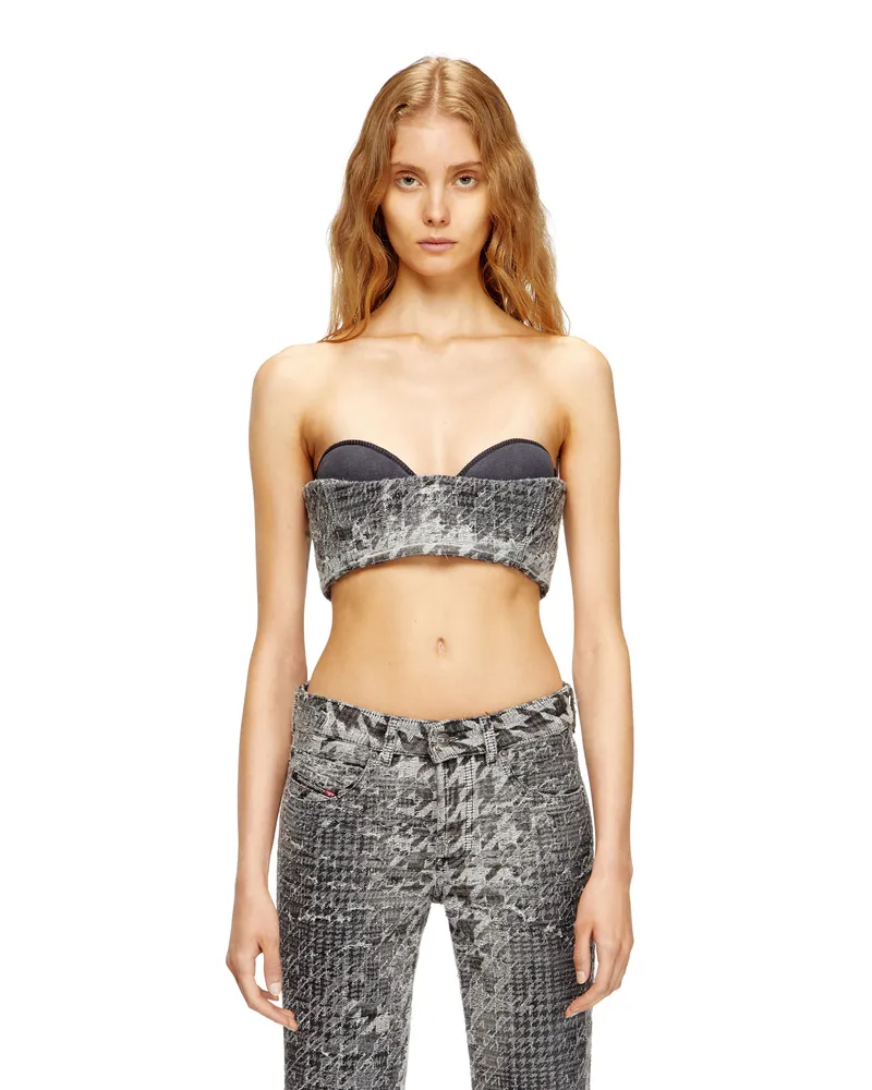 Diesel Bustier aus Prince-of-Wales-Jacquard-Denim - Oberteile - Damen - Bunt Bunt