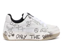 D-Ollie-Ledersneaker mit Graffiti-Print - Sneakers - Damen - Weiss